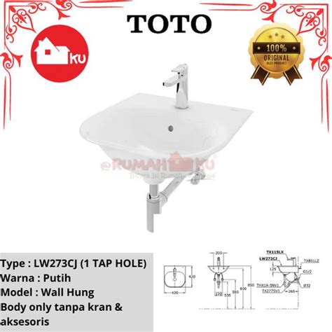 Promo Wastafel Gantung Toto Lw Cj Wall Hung Lavatory Body Only Cicil