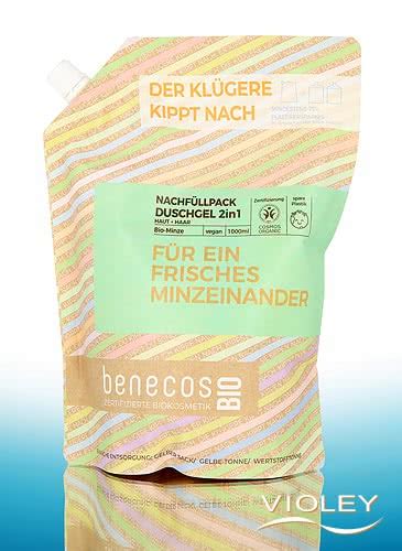 Benecos Shower Gel 2in1 Organic Mint Refill Pack 1 L