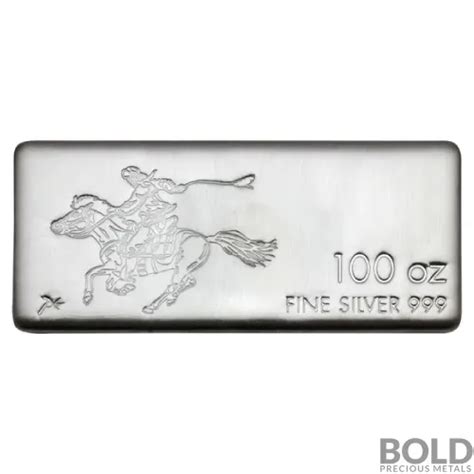 100 Oz Silver SilverTowne Pony Express Cast Bar