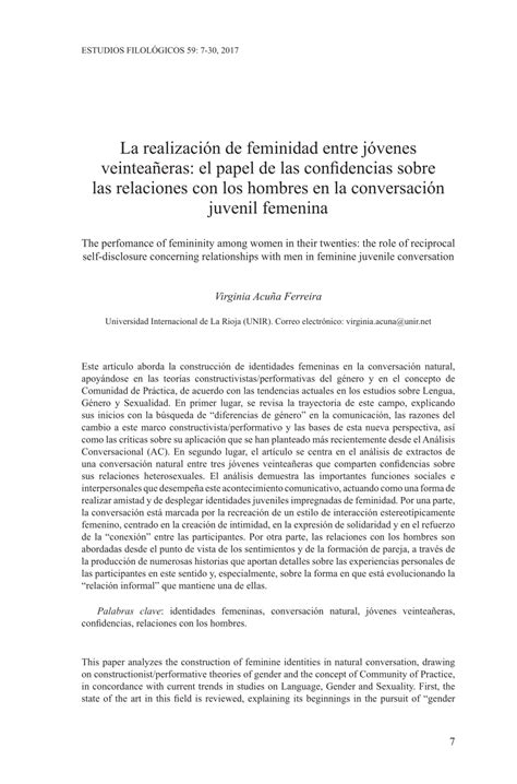 PDF La realización de feminidad entre jóvenes veinteañeras el papel