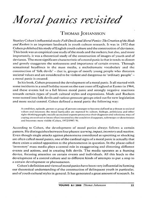 Johansson 2000 Moral Panics Revisited Download Free Pdf Gender