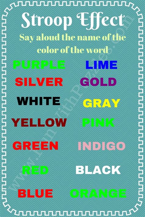 Printable Stroop Effect Test