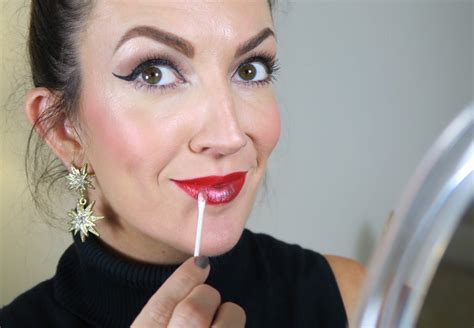 Fun Easy Holiday Red Glitter Lip Tutorial JennySue Makeup