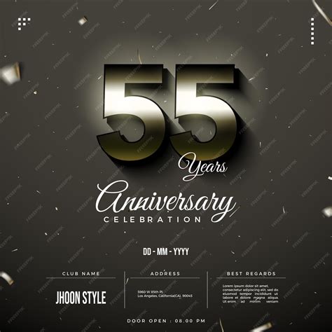 Premium Vector | 55th anniversary party with elegant dark concept.