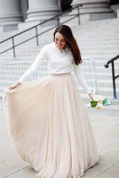 Elegant Light Champagne Skirts Satin Waist A Line Floor Length Long