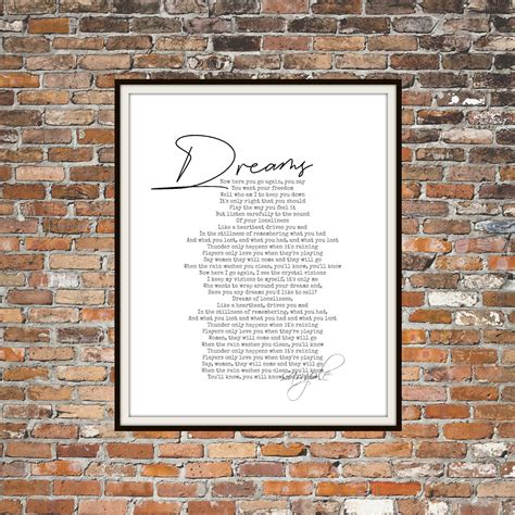 DREAMS STEVIE NICKS Lyric Fleetwood Mac Songs Breakup | Etsy