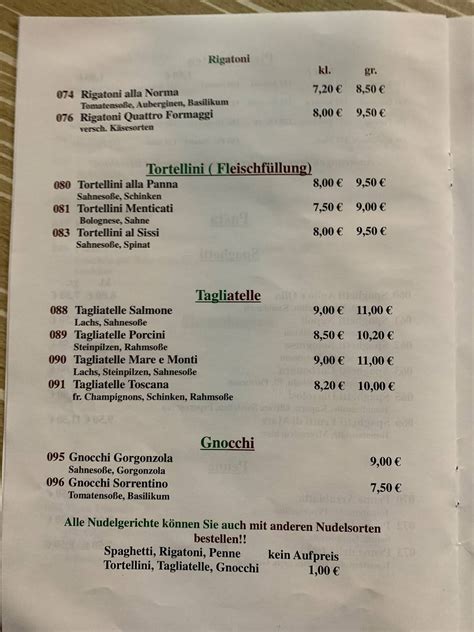 Speisekarte Von Tavola Calda Restaurant Gernsbach