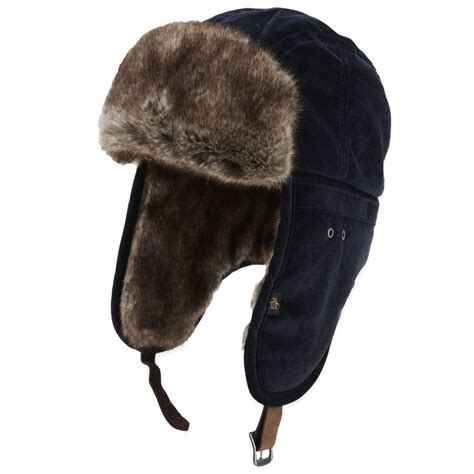 Lyst Original Penguin Jimmy Van Fauxfur Trapper Hat In Blue For Men