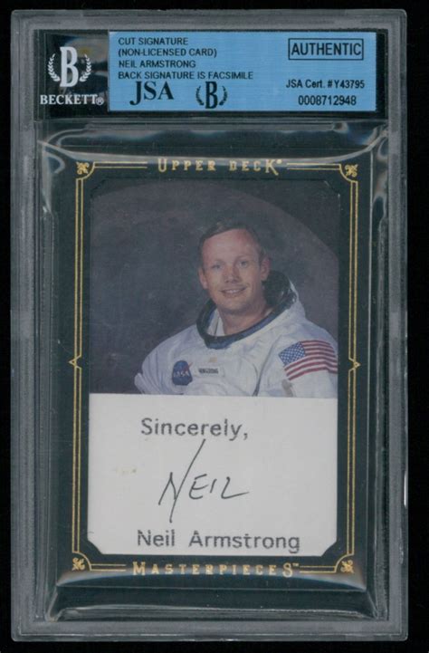 Neil Armstrong Signed Cut Signature Custom Card Jsa Encapsulated