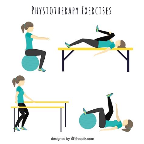 Variety of physiotherapy exercises Vector | Free Download