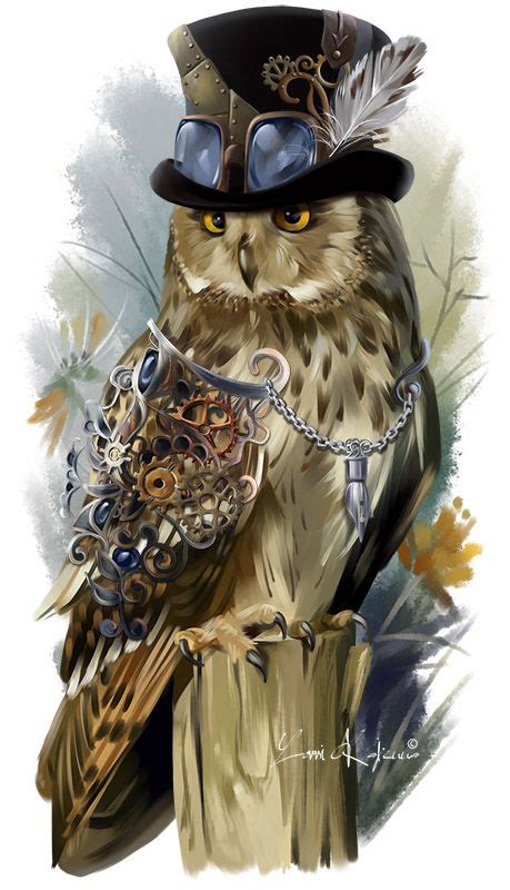 Steampunk Owl Painting