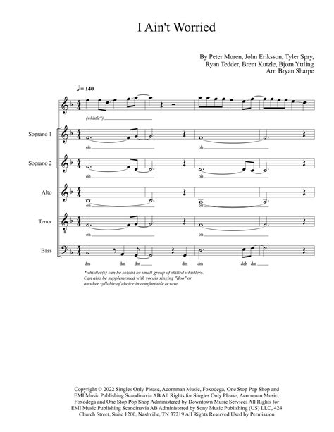 I Ain T Worried Arr Bryan Sharpe By OneRepublic Sheet Music For