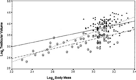 Log E Testicular Volume Plotted Against Log E Bodily Mass Including Download Scientific