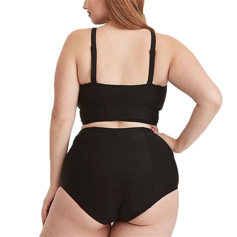 Kvinder Plus Size Rose Flower Bikini Sæt Med høj Talje Badetøj Push Up