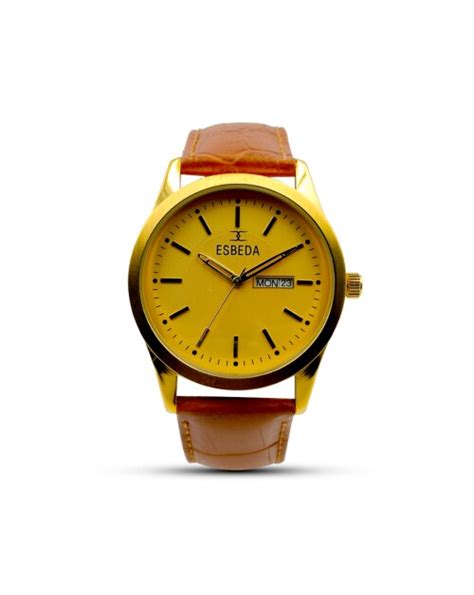 Buy Esbeda Stylish Day And Date Analog Golden Dial Men S Watch Online