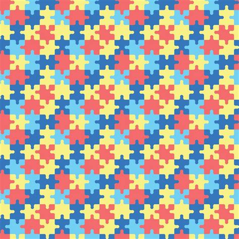 Colorful Autism Pattern With Puzzles Pieces Seamless Background With