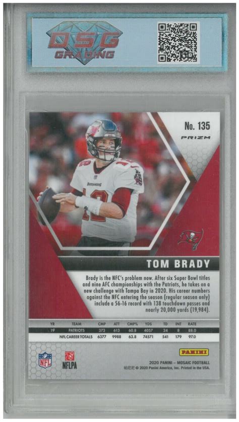 2020 Panini Mosaic Mosaic Reactive Orange Prizm 135 Tom Brady For