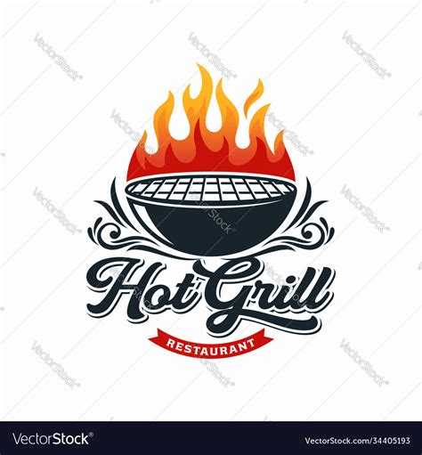 Hot Grill Logo Design Template Royalty Free Vector Image