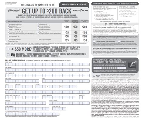 Monro Goodyear Tire Rebate Form Goodyear Rebates