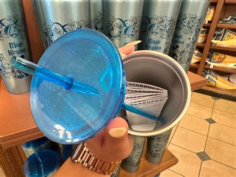 New Shimmering Blue Magic Kingdom Starbucks Tumbler Available Disney