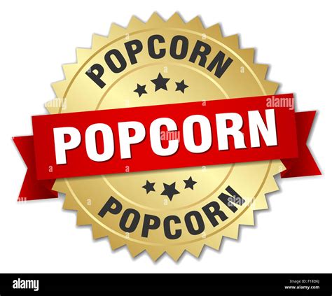 Popcorn D Gold Badge With Red Ribbon Stock Photo Alamy