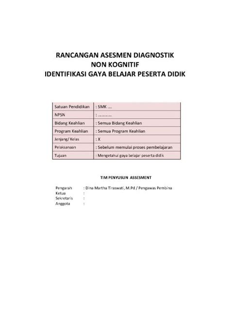 Contoh Lembar Asesmen Diagnostik