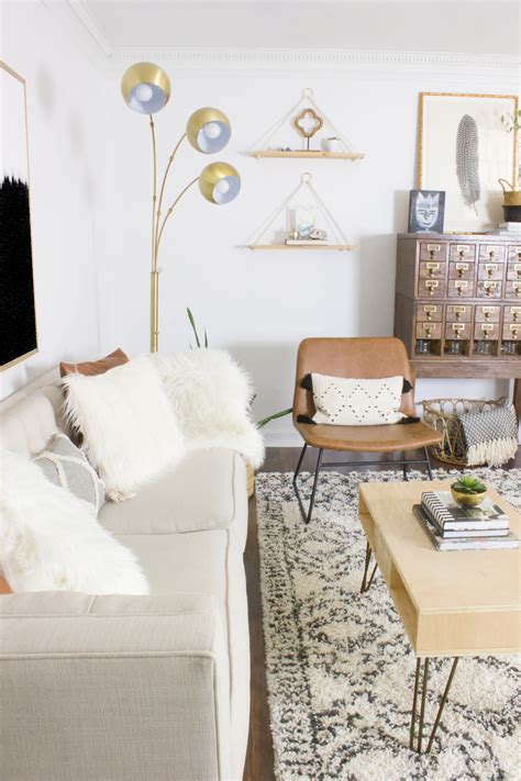 DIY Boho Living Room Home Office Makeover Erin Spain