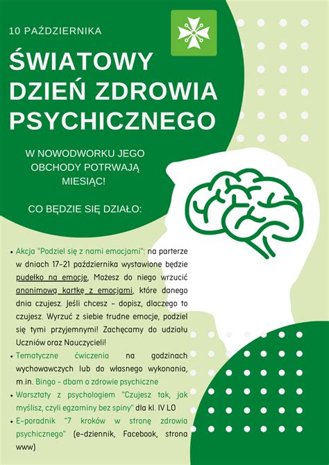 Wiatowy Dzie Zdrowia Psychicznego Nowodworek Pl