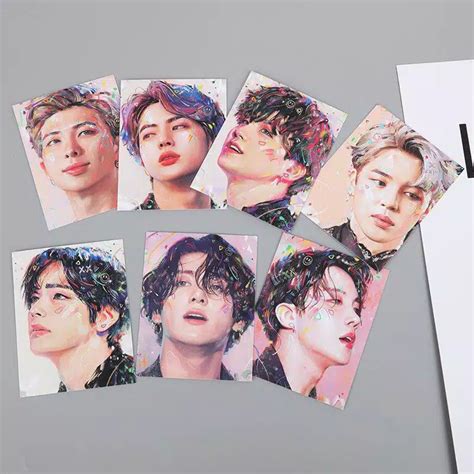 Jual Postcard Bts Lukisan Painting Hd Rm Jin Suga Jhope Jimin V