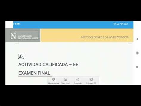 Upn Examen Final Metodologia De La Investigaci N Todo Desarrollado Nota