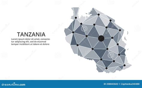 坦桑尼亚通信网络地图 城市灯光下低多全局地图矢量图像 以三角形和点的形式映射 向量例证 插画 包括有 绘图 城市 208843602