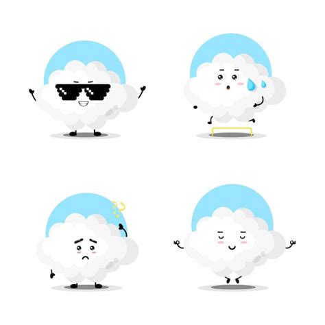 Premium Vector Cute Cloud Character Set Collection