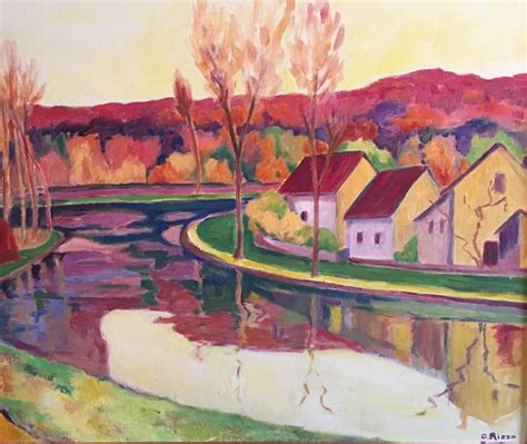 Unknown The Winding River French Fauvist Landscape Signed Oil At