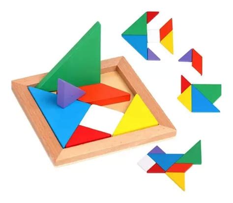 Rompecabezas Didáctico De Madera Tangram 7 Piezas Geometria en venta en