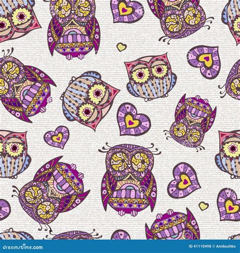 Seamless Pattern With Owl Stock Vector Illustration Of Element 41110498