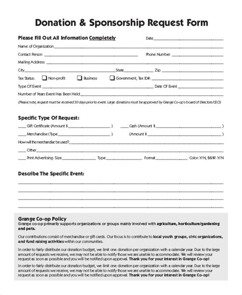 Sample Fillable Sponsor Donation Form Printable Forms Free Online