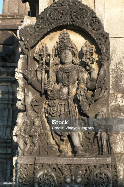 Stone Sculpture Of Hindu Gods With Selective Focus 12th Century Hindu