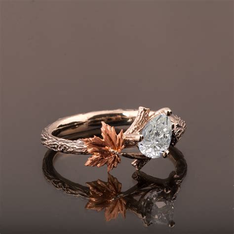 Twig And Leaf Engagement Ring Twig Engagement Ring Maple Leaf Diamond