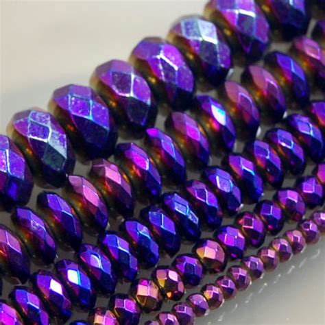 Faceted Hematite Rondelle Gemstone Round Loose Beads On A 15 5 Strand