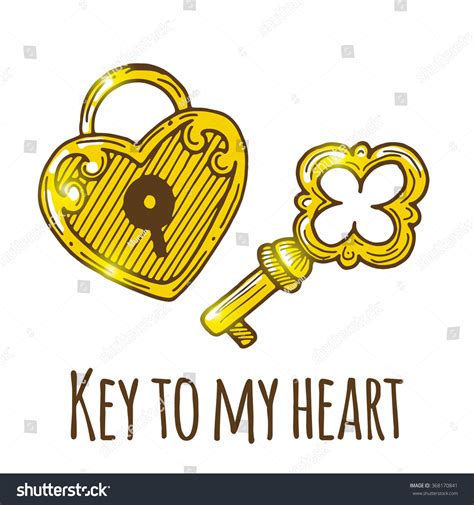 Key My Heart Hand Drawn Vector Stock Vector Royalty Free 368170841