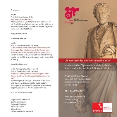 Flyer Johann Smidt Historische Gesellschaft Bremen