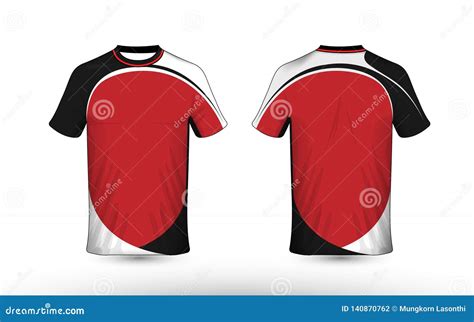 Molde Preto Branco E Vermelho Do Projeto Do T Shirt Do E Esporte Da