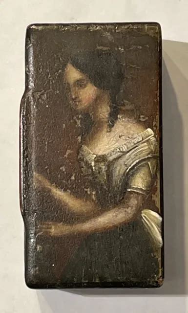 EARLY ANTIQUE PAPER Mache Snuff Box HAND PAINTED 279 67 PicClick UK