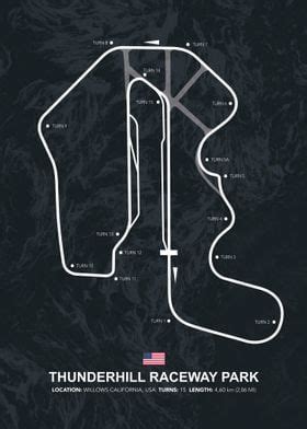 The Race Track Map For Thunderhill Raceway Park Michigan On A Black