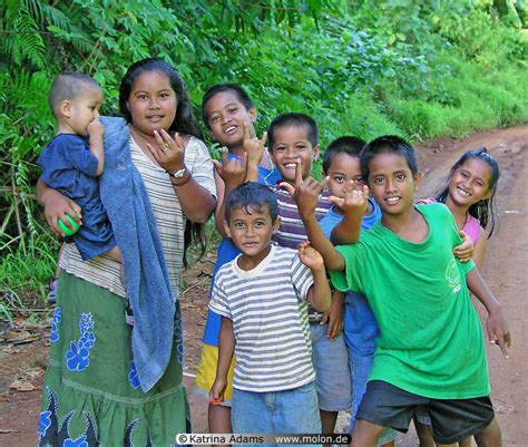 Children Playing On The Forest Road Picture People Kosrae Micronesia