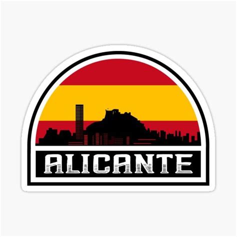 Alicante Spain Skyline Silhouette Spanish Flag Travel Souvenir Sticker