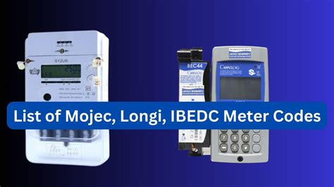 List Of Mojec Longi Ibedc Meter Codes