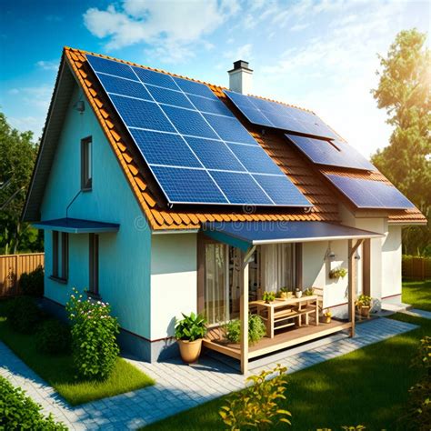 House With Solar Panels On The Roof Generative AI Stock Image Image