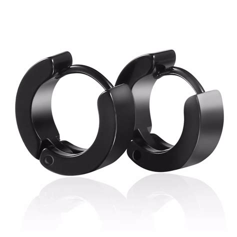 Chic 1Pair Cool Punk Men S Stainless Steel Hoop Piercing Round Earring