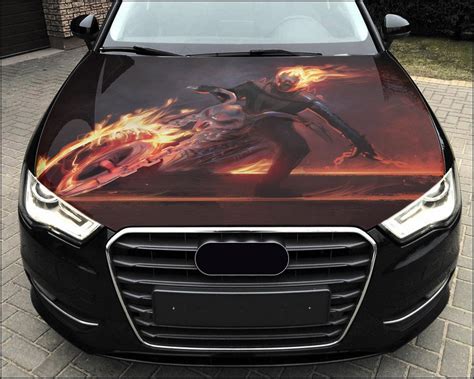 Car Hood Wrap Ghost Rider Vinyl Sticker Full Color Custom Decal 4 Fit